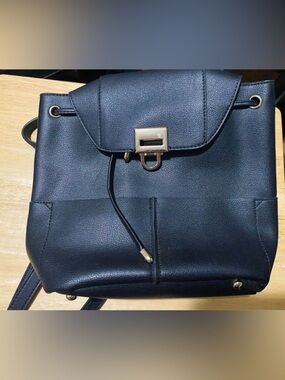 Women's Black Faux Leather Backpack